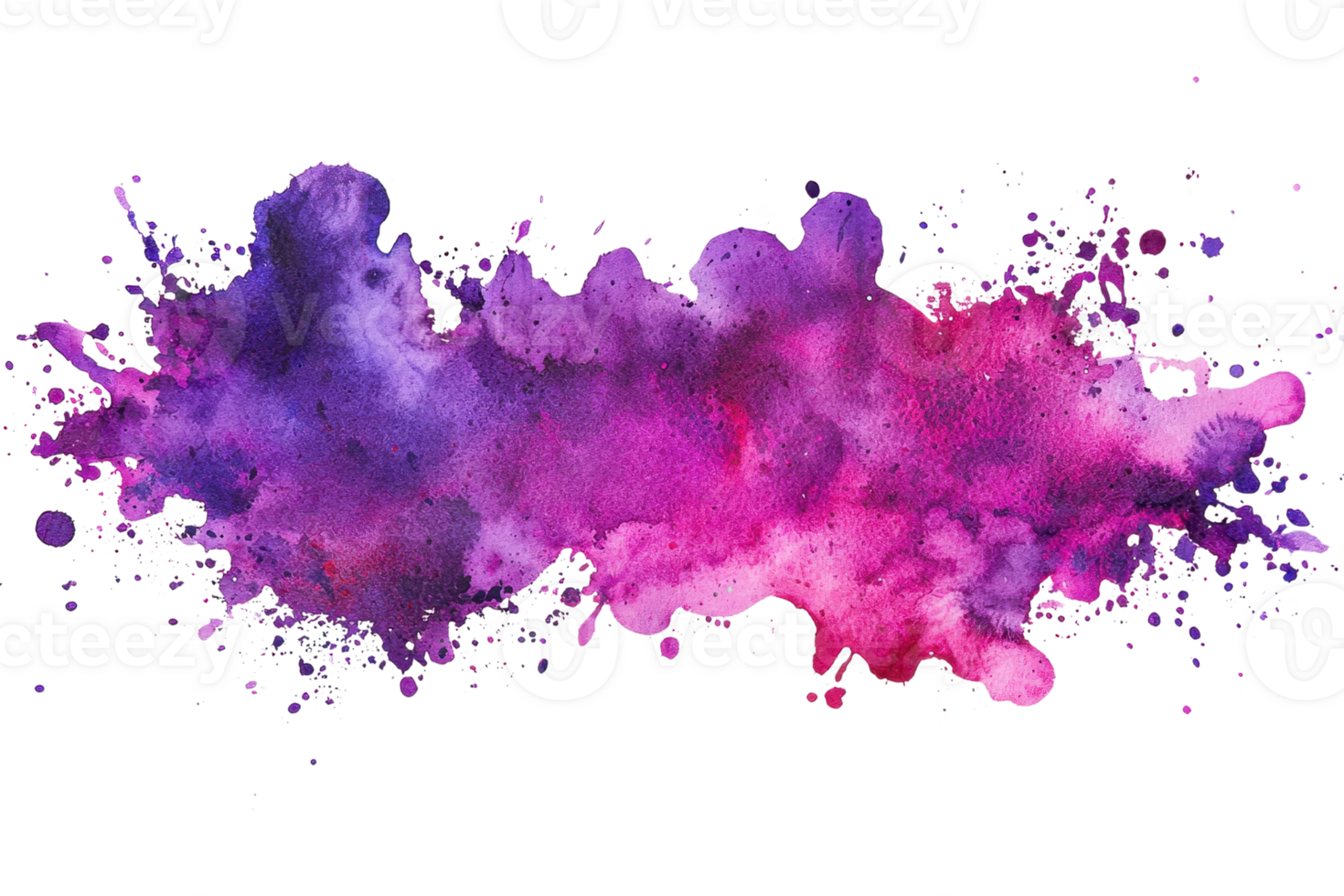 Vibrant watercolor splash in pink and purple hues creating an ethereal, artistic texture suitable for creative backgrounds and designs. png