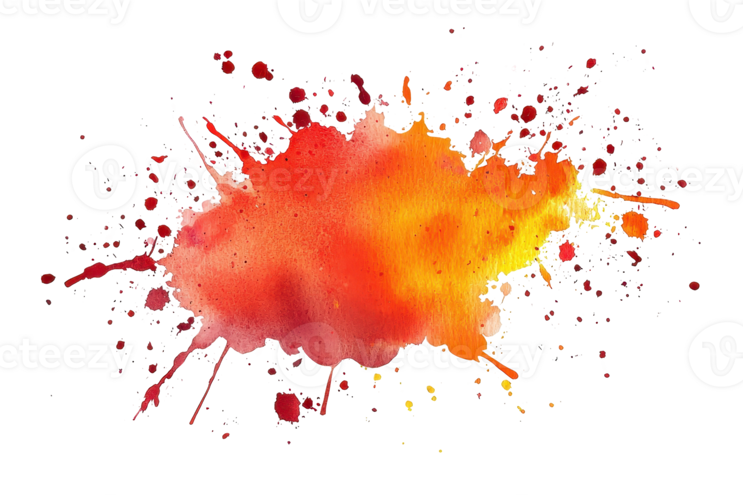 Vibrant watercolor splash with shades of red and orange, creating an artistic and dynamic abstract background full of energy and creativity. png