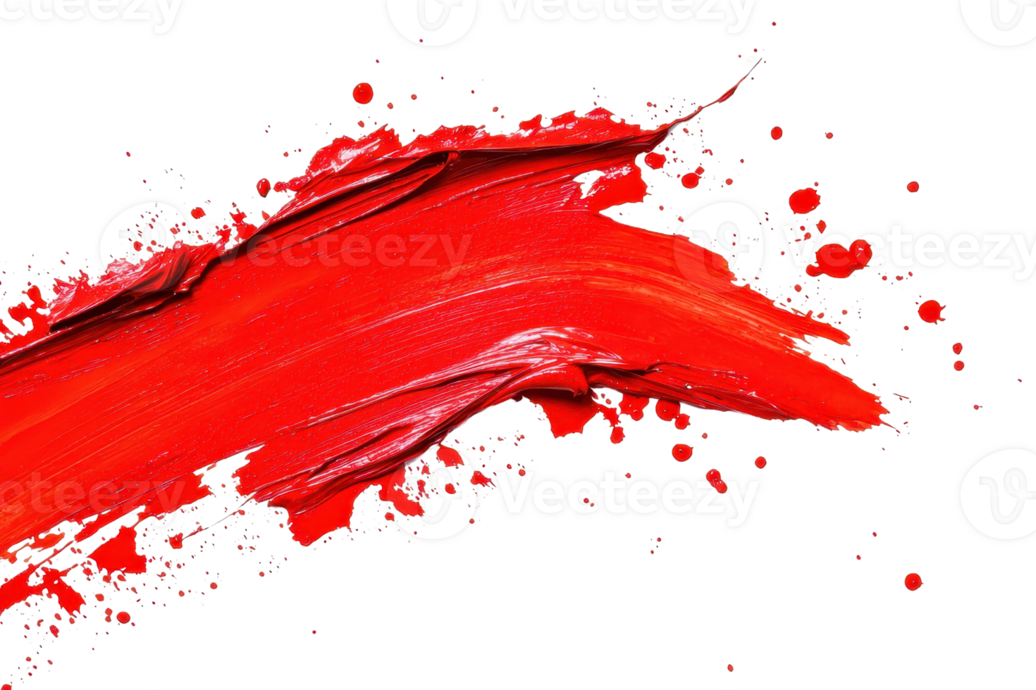 Vibrant red paint stroke on a transparent background, showcasing texture and dynamic movement for artistic and creative projects. png
