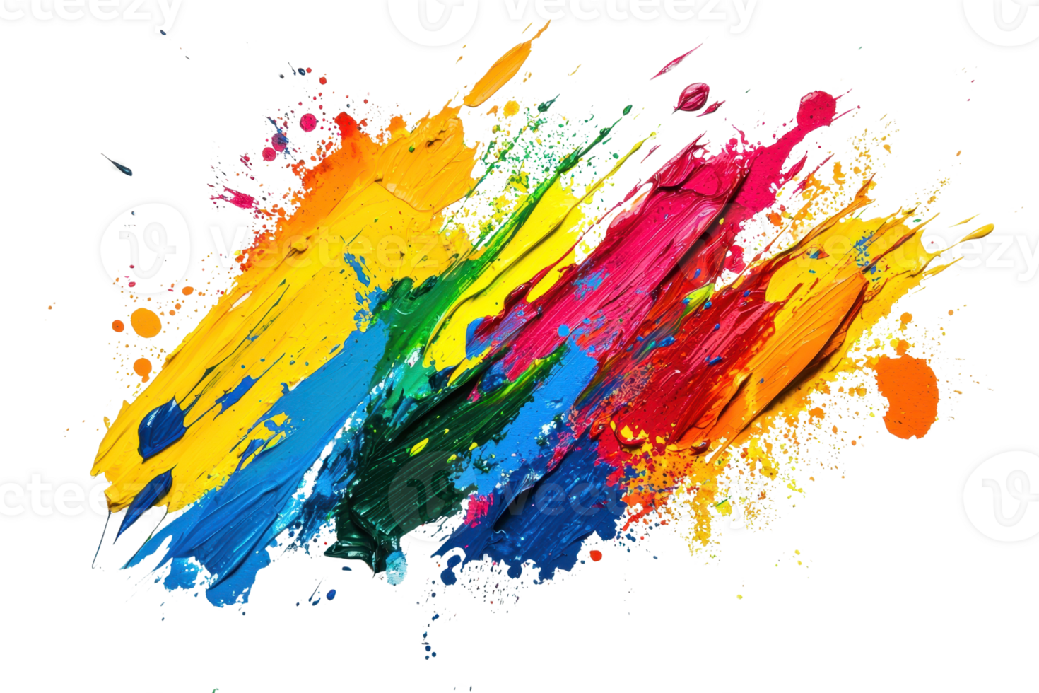 Vibrant splash of colorful paint on a transparent background. showcasing a dynamic blend of vivid hues and artistic expression. png