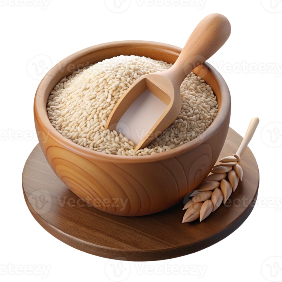 Natural Whole Grain in Wooden Bowl png