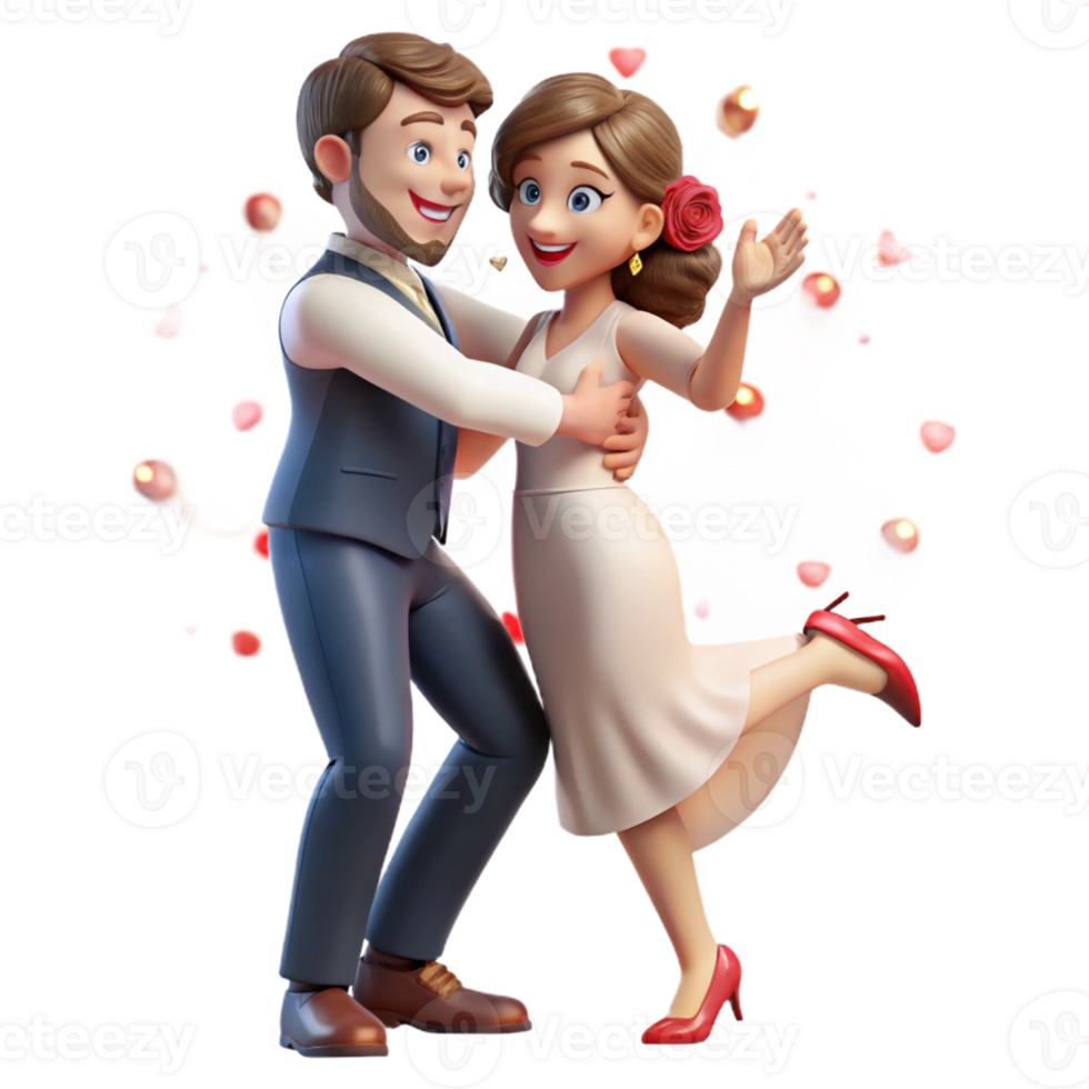 3D Couple in a Slow Dancing Pose png