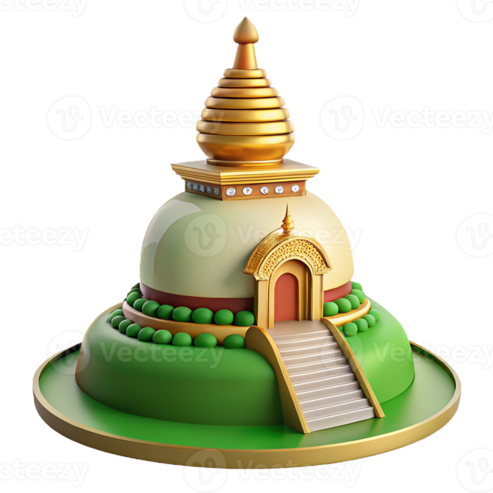 golden stupa on green hillside png