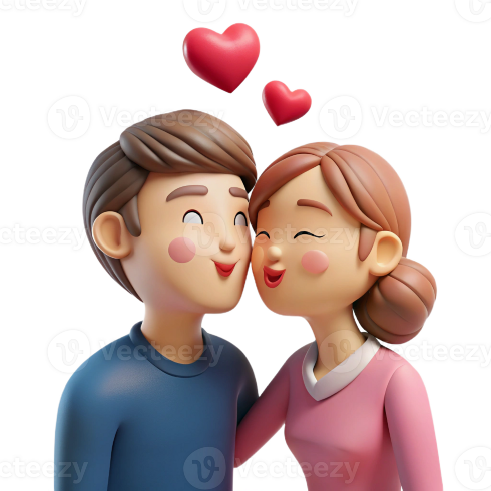 loving couple blowing hearts png