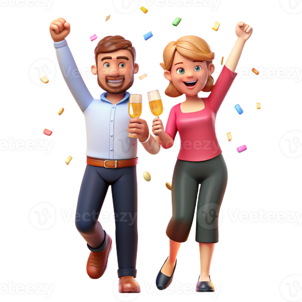 Happy Couple Raising Glasses Together png