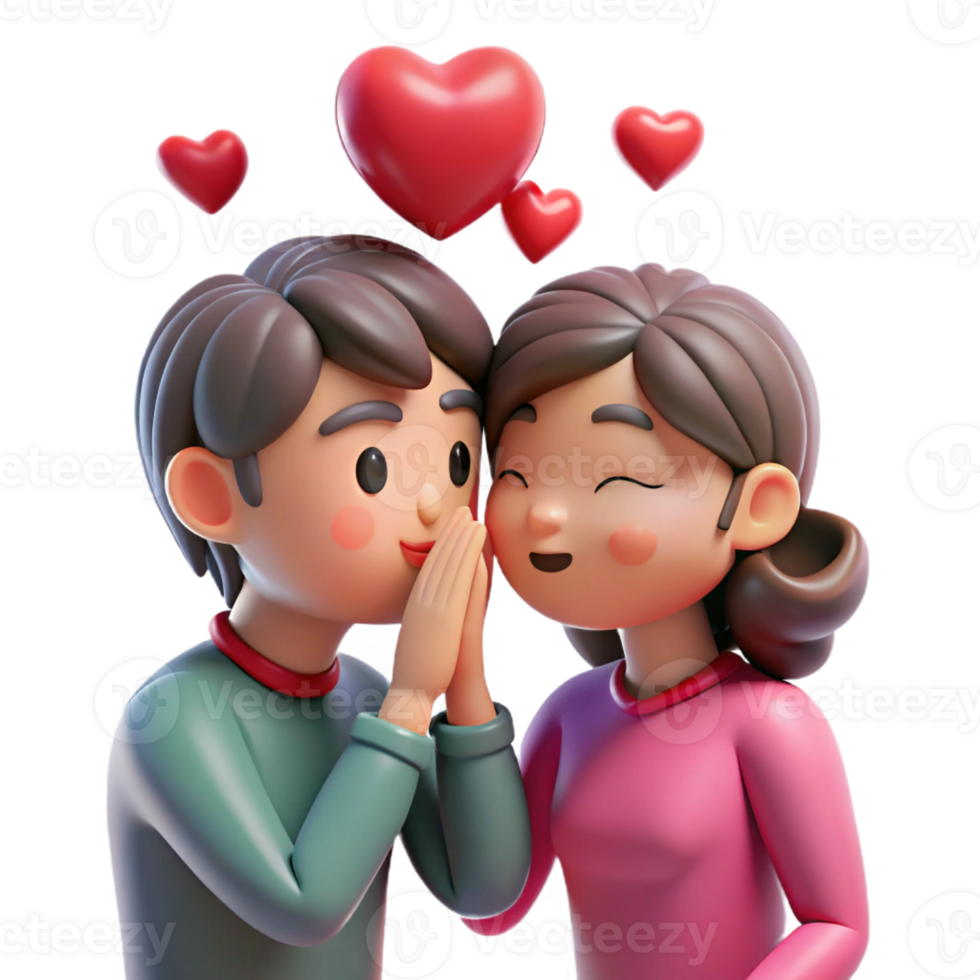 romantic kiss with heart effect png