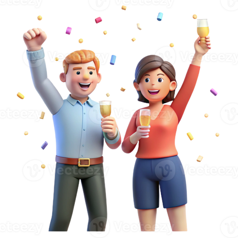 Cheerful Couple Toasting in Celebration png