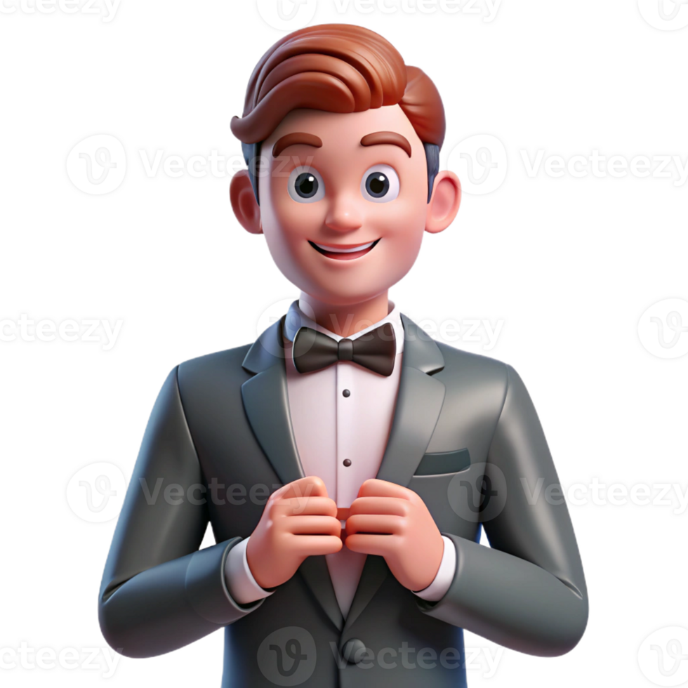 man dressed formally with bow tie png