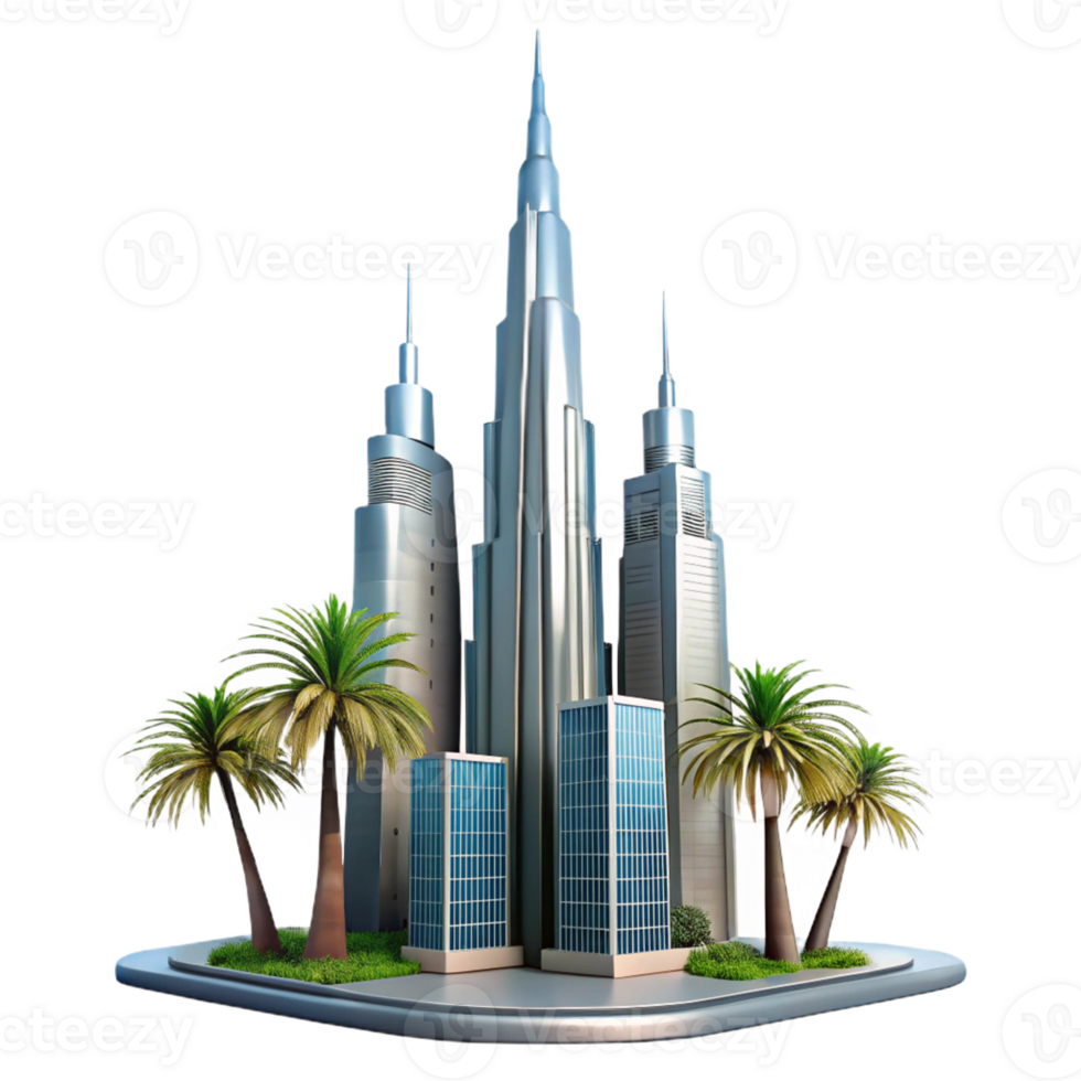 Iconic Burj Khalifa Tower with Palms png