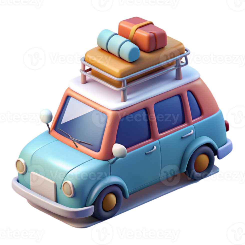 travel car with roof luggage png