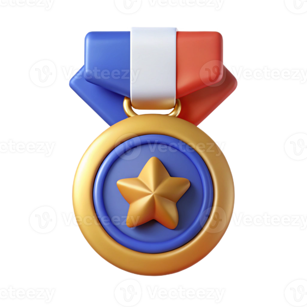 achievement medal with golden star design png