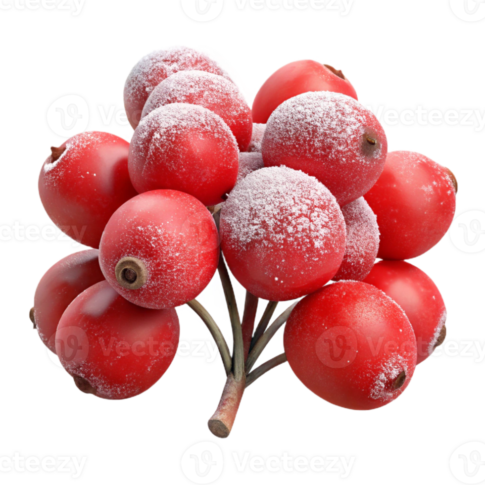 Frosted Red Berries for Winter Decor png