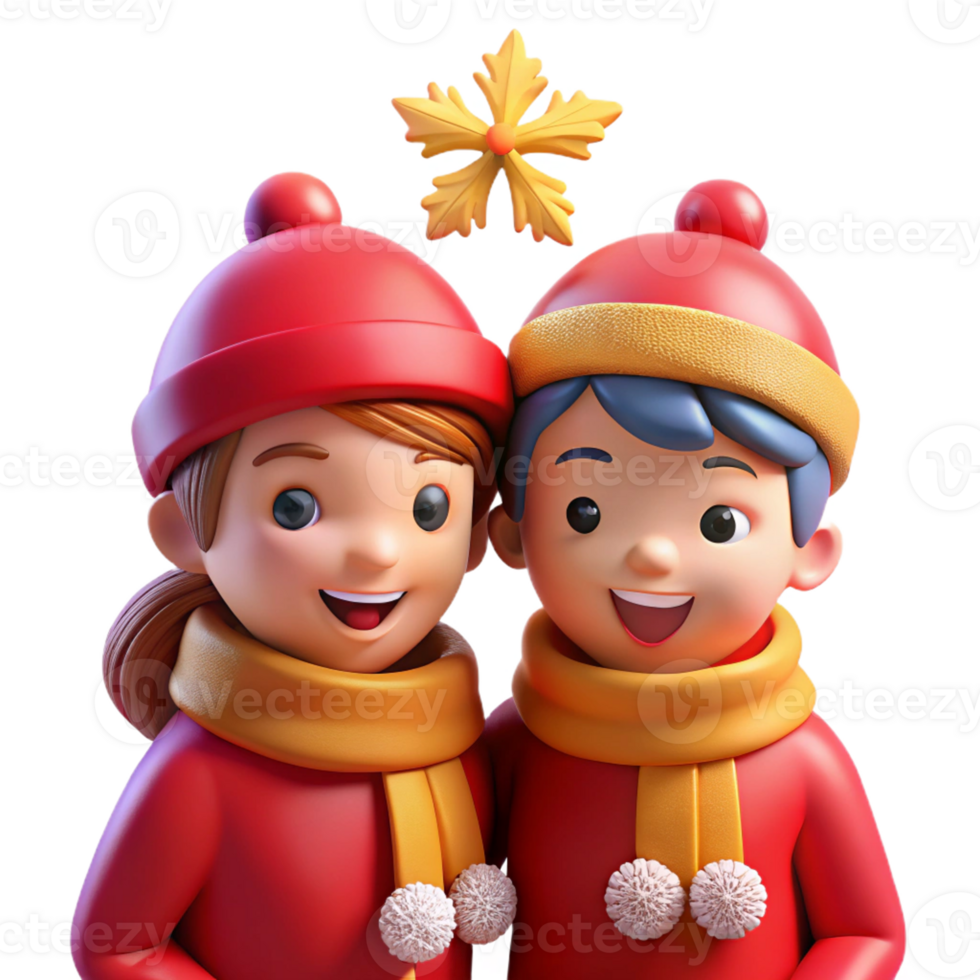 cheerful pair enjoying snowy weather png