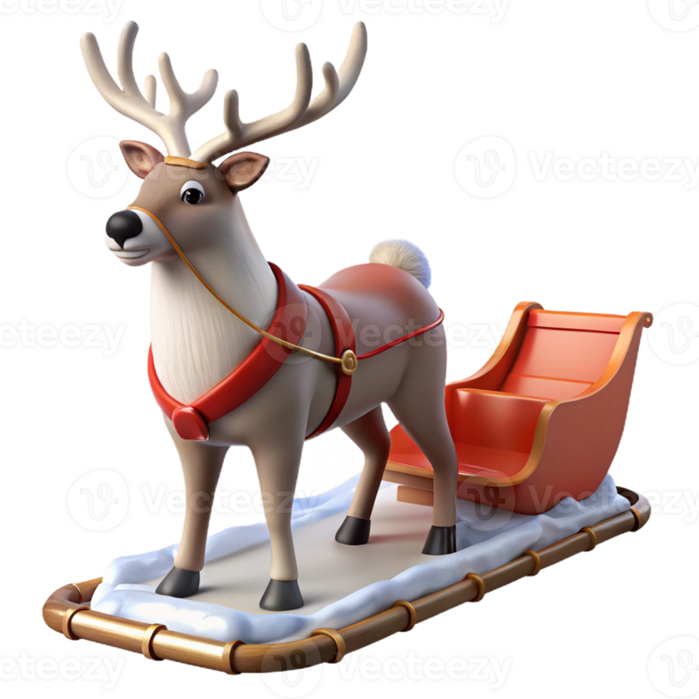 classic reindeer pulling holiday sleigh png