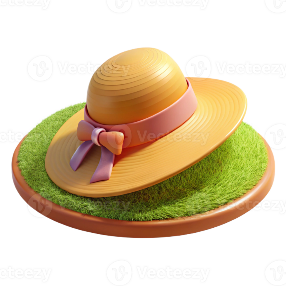 3d wide-brimmed hat for sunny days png