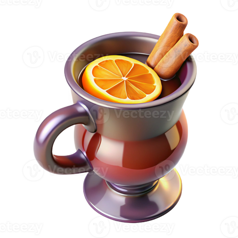 steaming mug of mulled wine with spices png