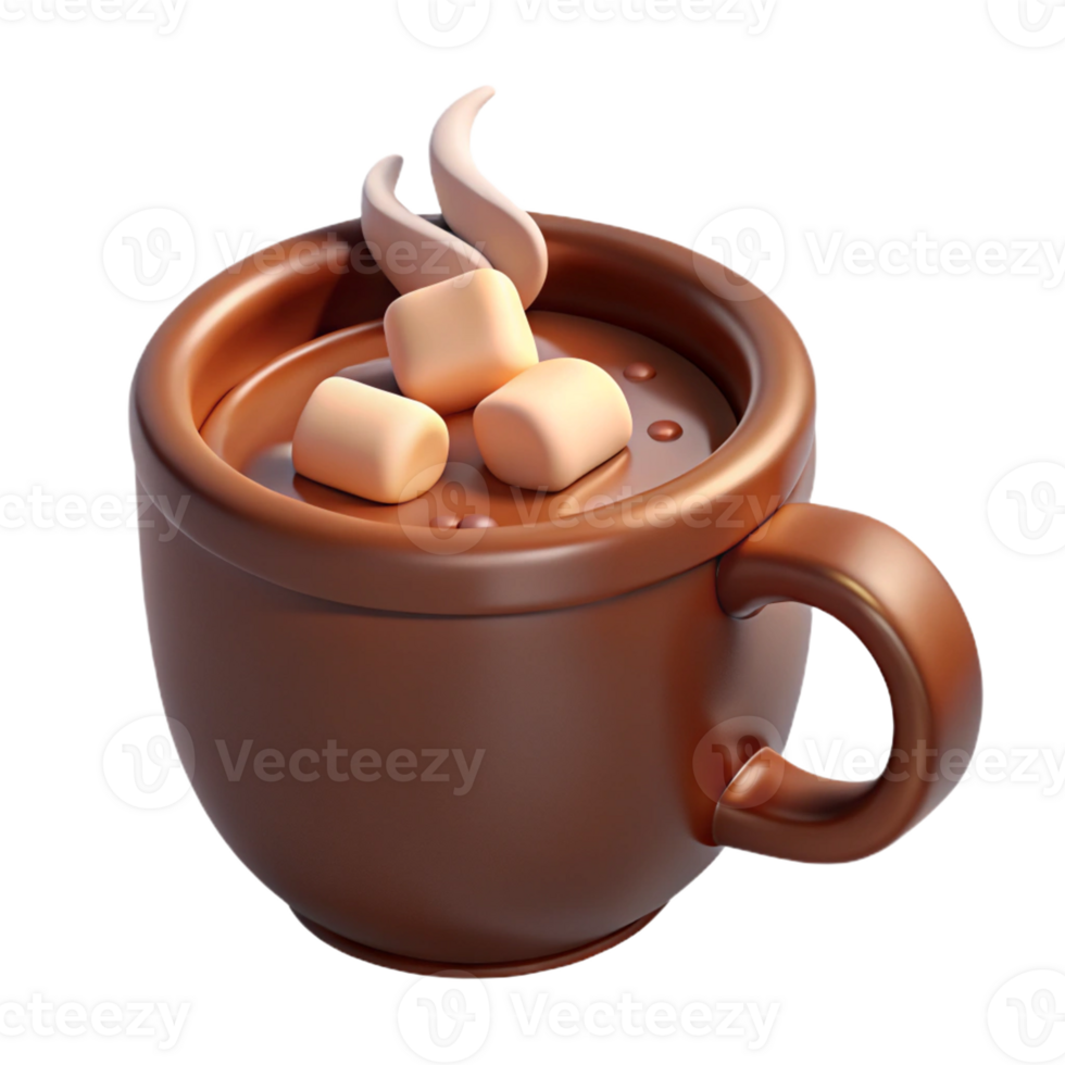 steaming chocolate drink topped with marshmallows png