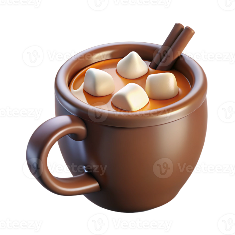 cozy mug of hot chocolate with marshmallows png