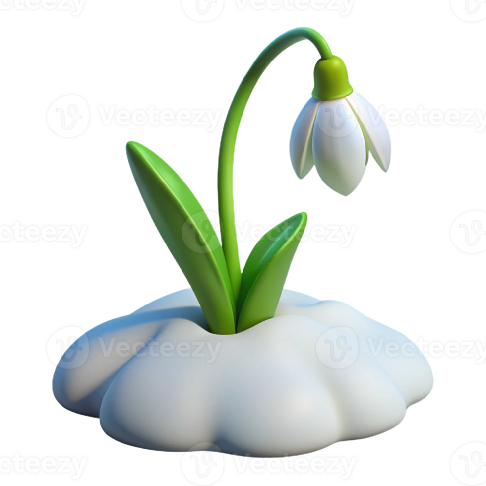 3D icon of snowdrop plant png