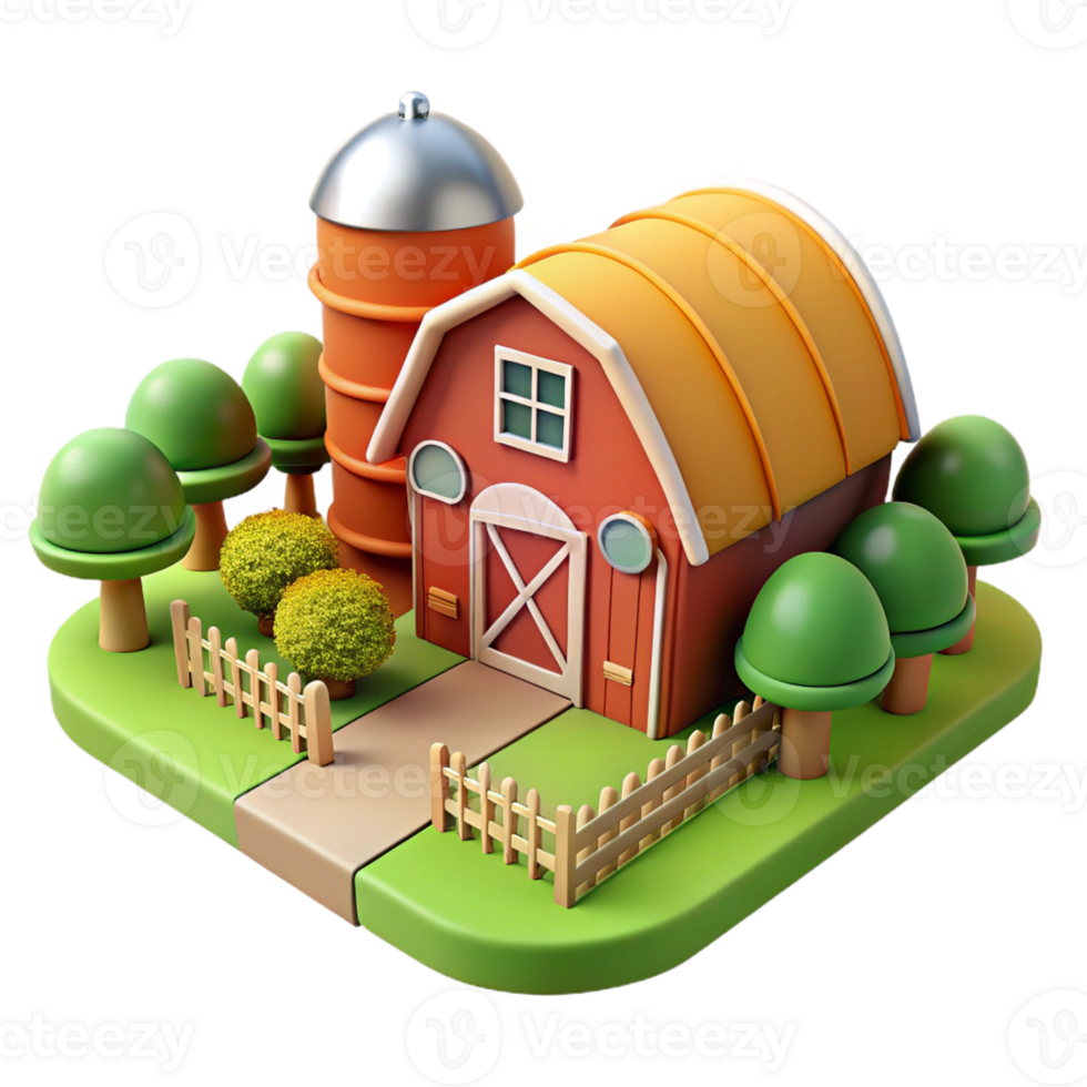 charming farm with a red barn png