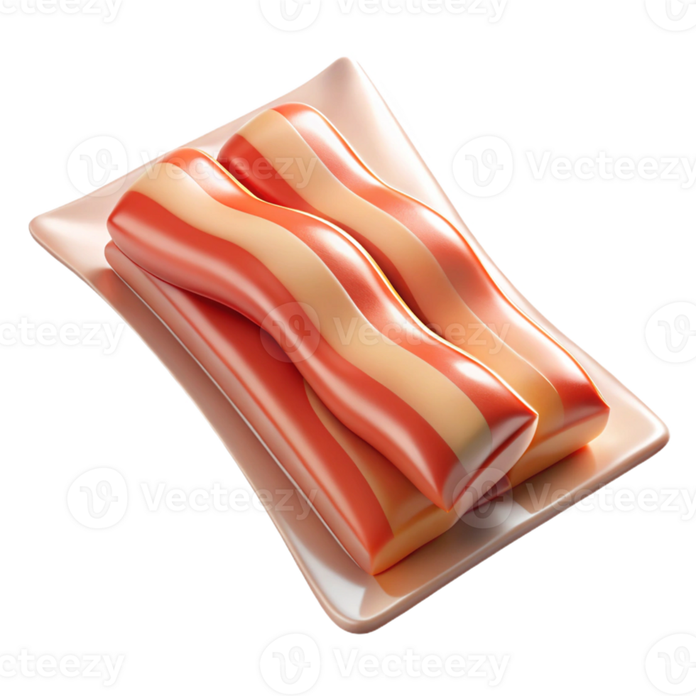 3D icon of packaged bacon slices png
