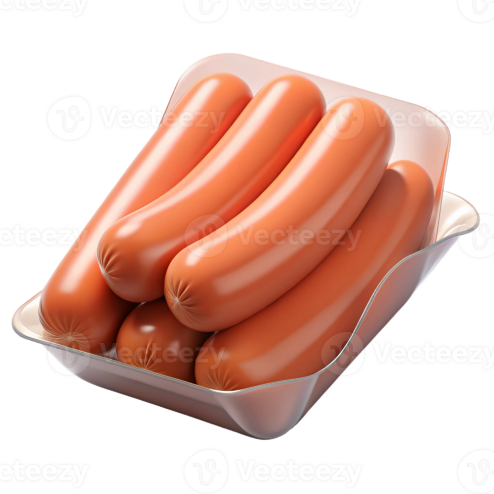 freshly packed sausages for meal preparation png