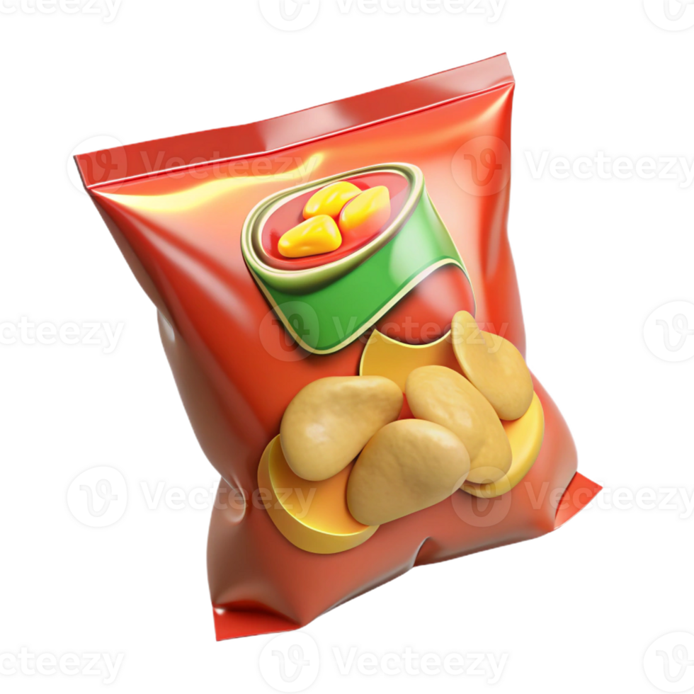 crunchy potato chips in bright packaging png
