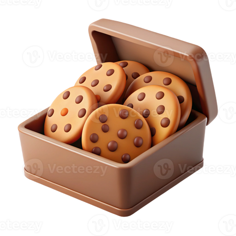 freshly baked chocolate chip cookies in a box png