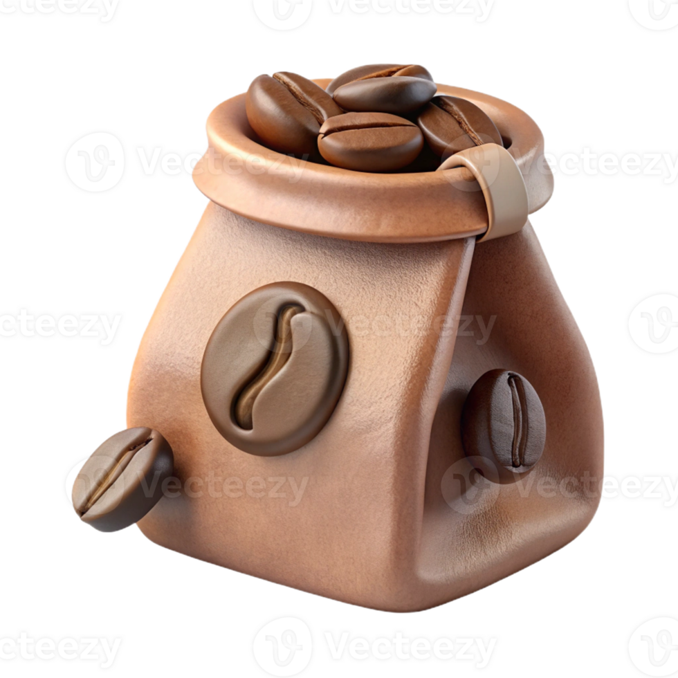 rustic bag filled with aromatic coffee beans png