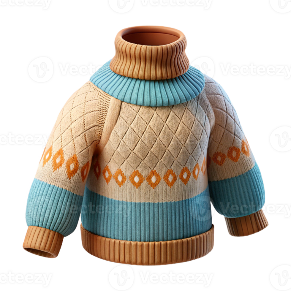 warm sweater with intricate knitted design png
