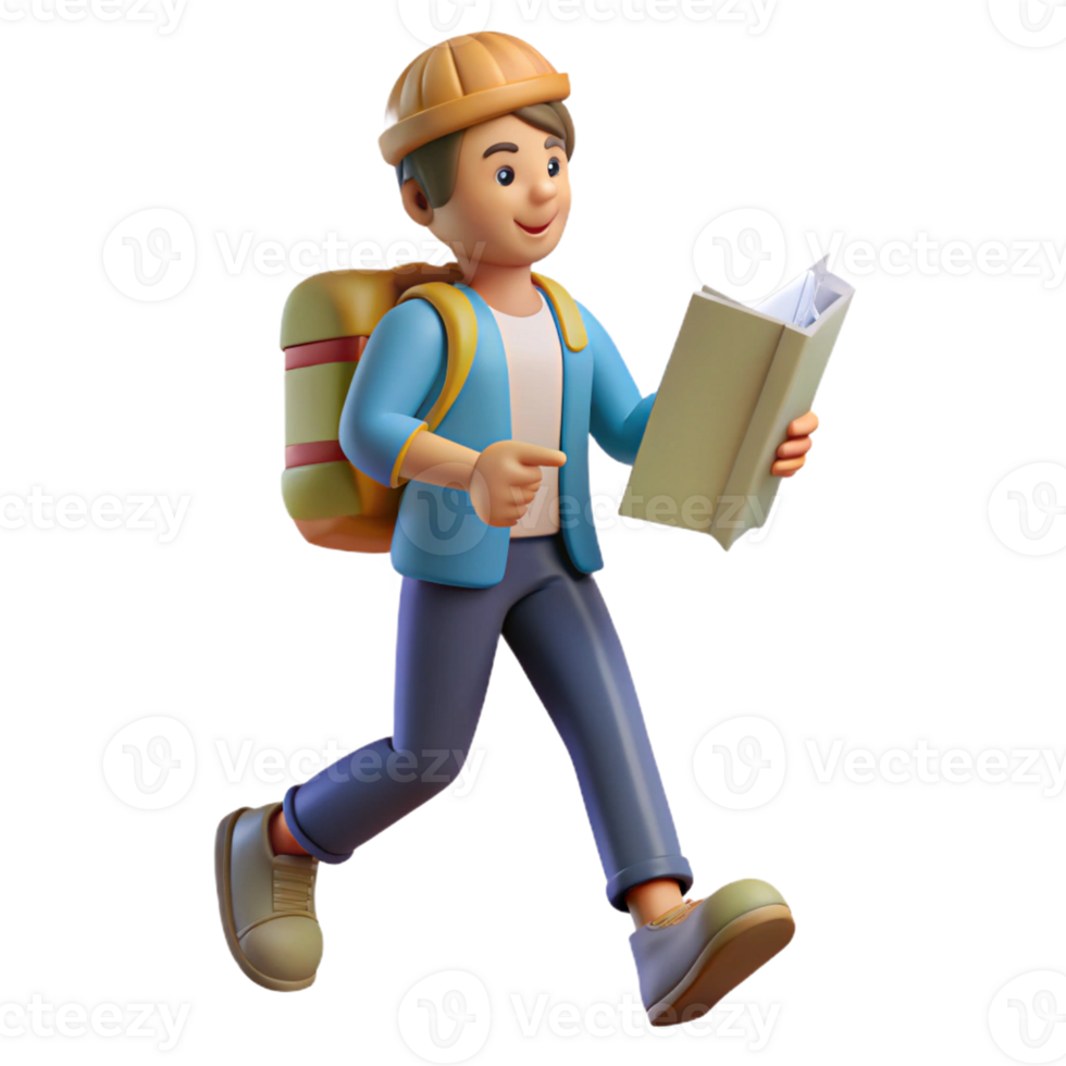 Curious Traveler Exploring with a Map png