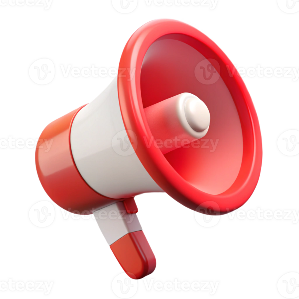 bold red megaphone for announcements png