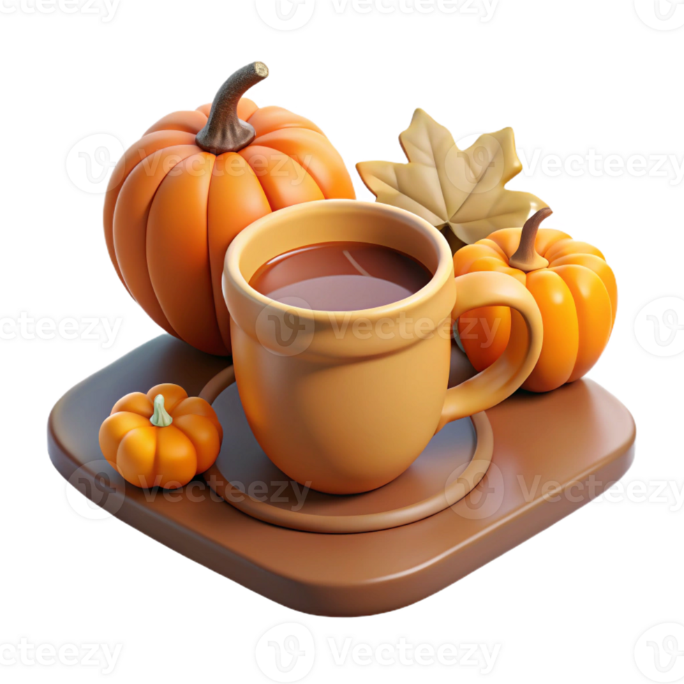 cozy autumn coffee cup with pumpkins png