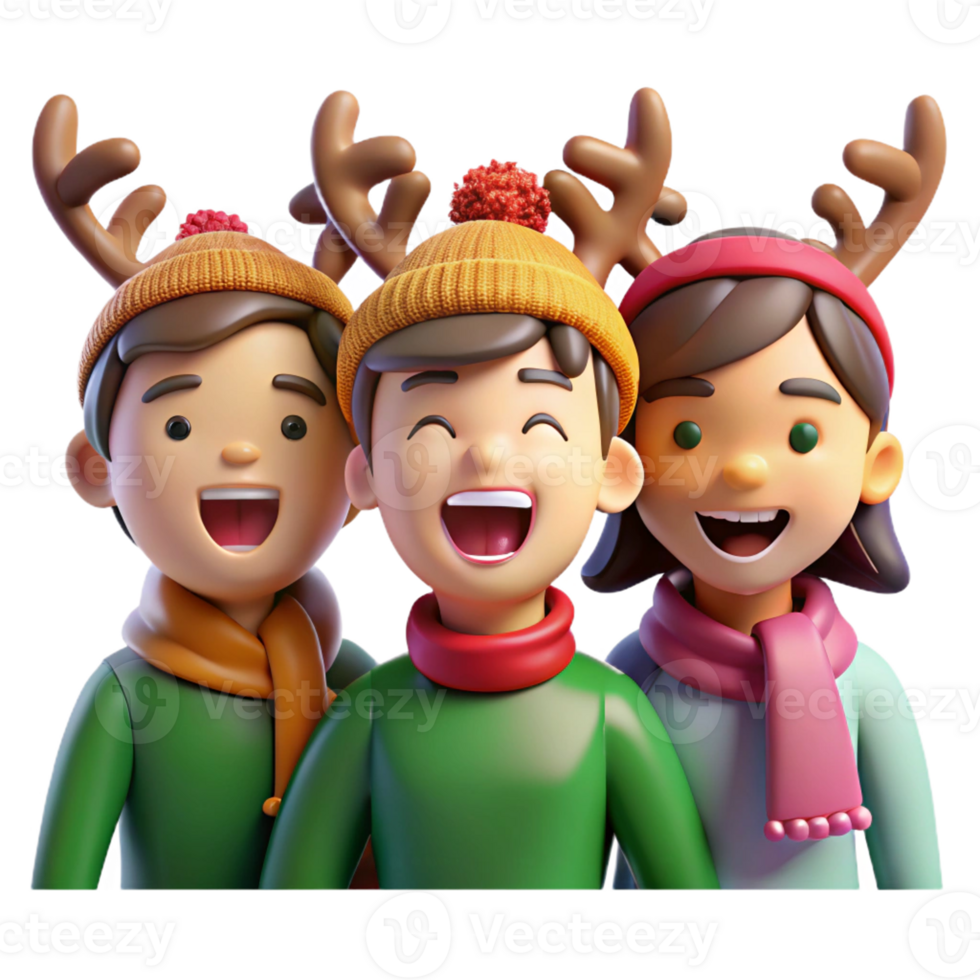 Friends Celebrating Holidays with Reindeer Antlers png