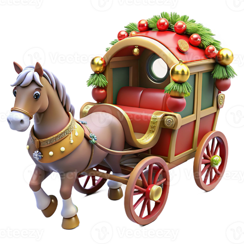 Traditional Horse-Drawn Carriage with Festive Decor png