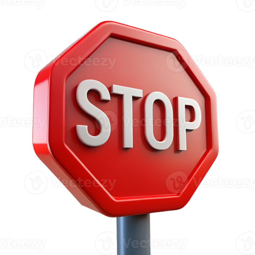 Bold Red Stop Sign with Reflection png