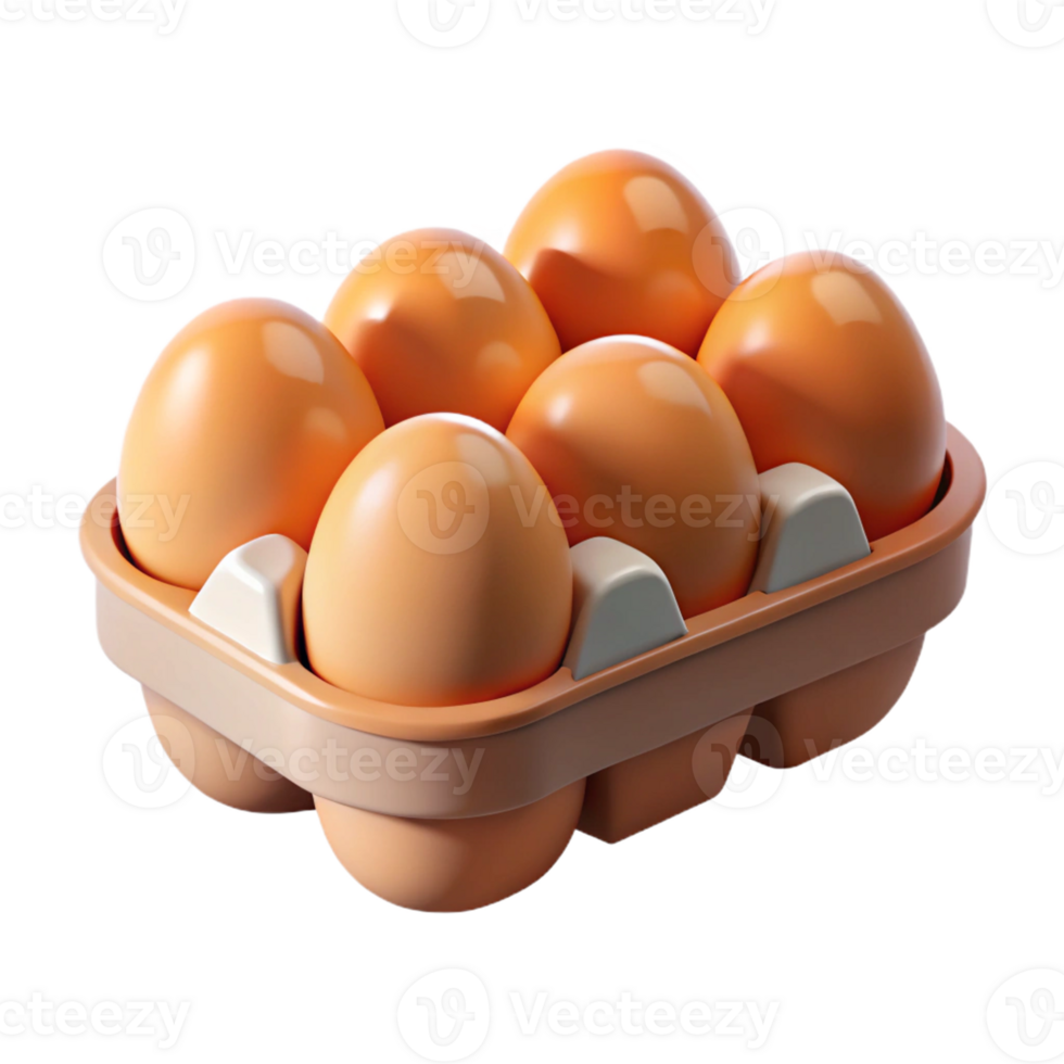 Fresh Eggs in Open Carton Tray png