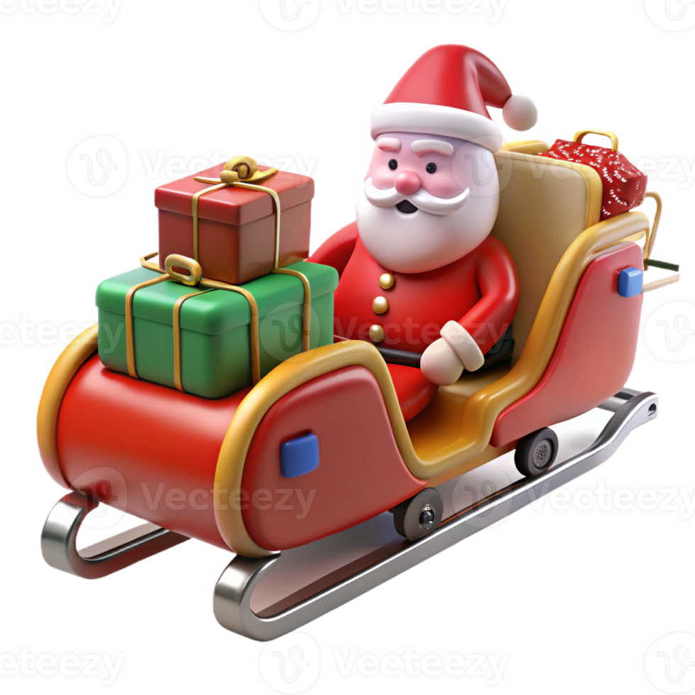 Santa Claus riding a sleigh with reindeer png