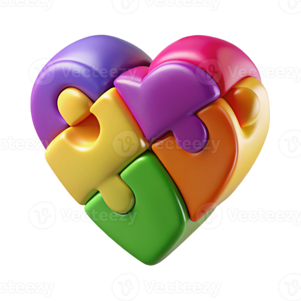Multicolored Puzzle Heart Symbolizing Unity png