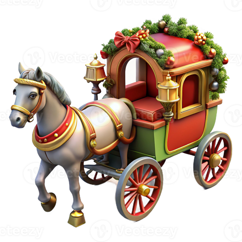 Christmas horse-drawn carriage illustration png