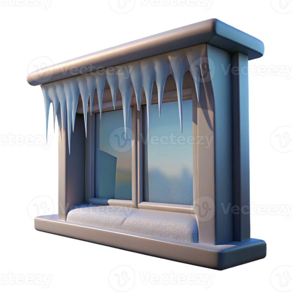 3D Icon of a Frosty Window View png