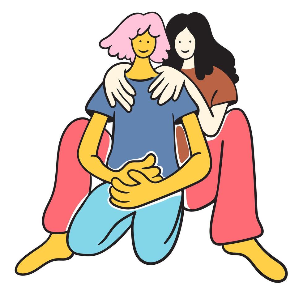 couple in hand drawn style in color vector