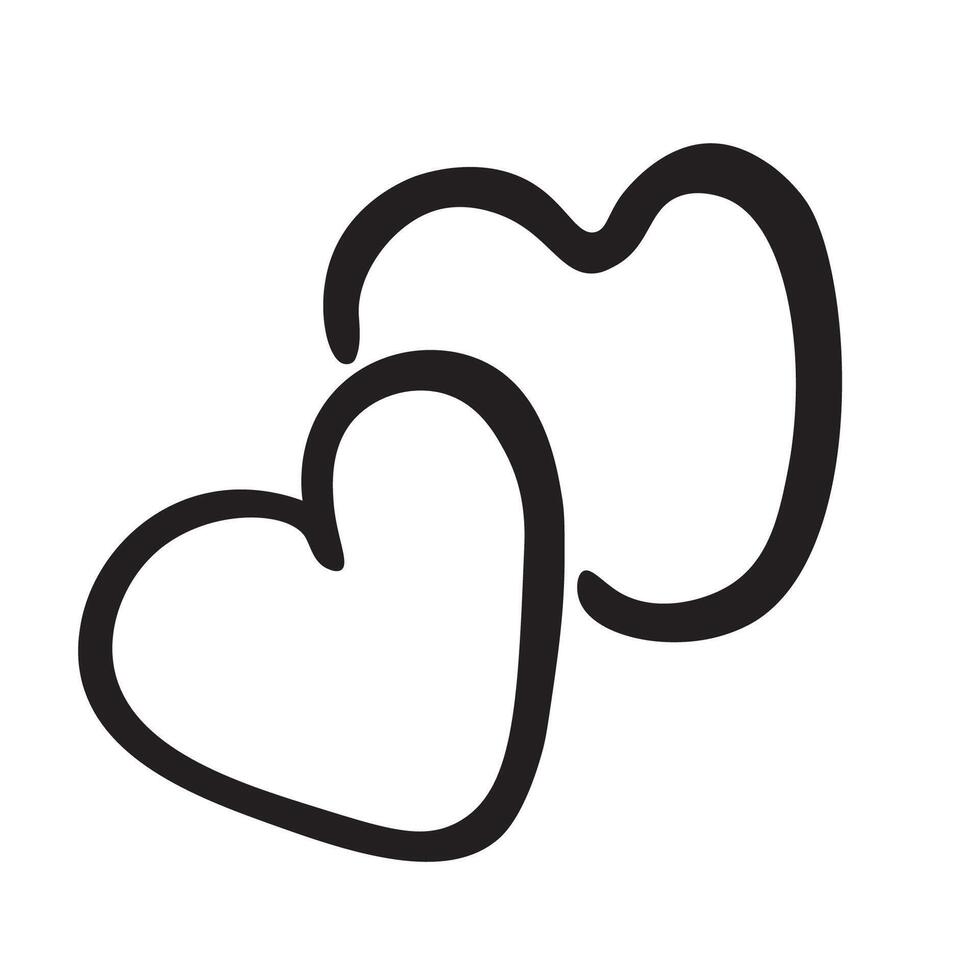 simple hearts in doodle style vector