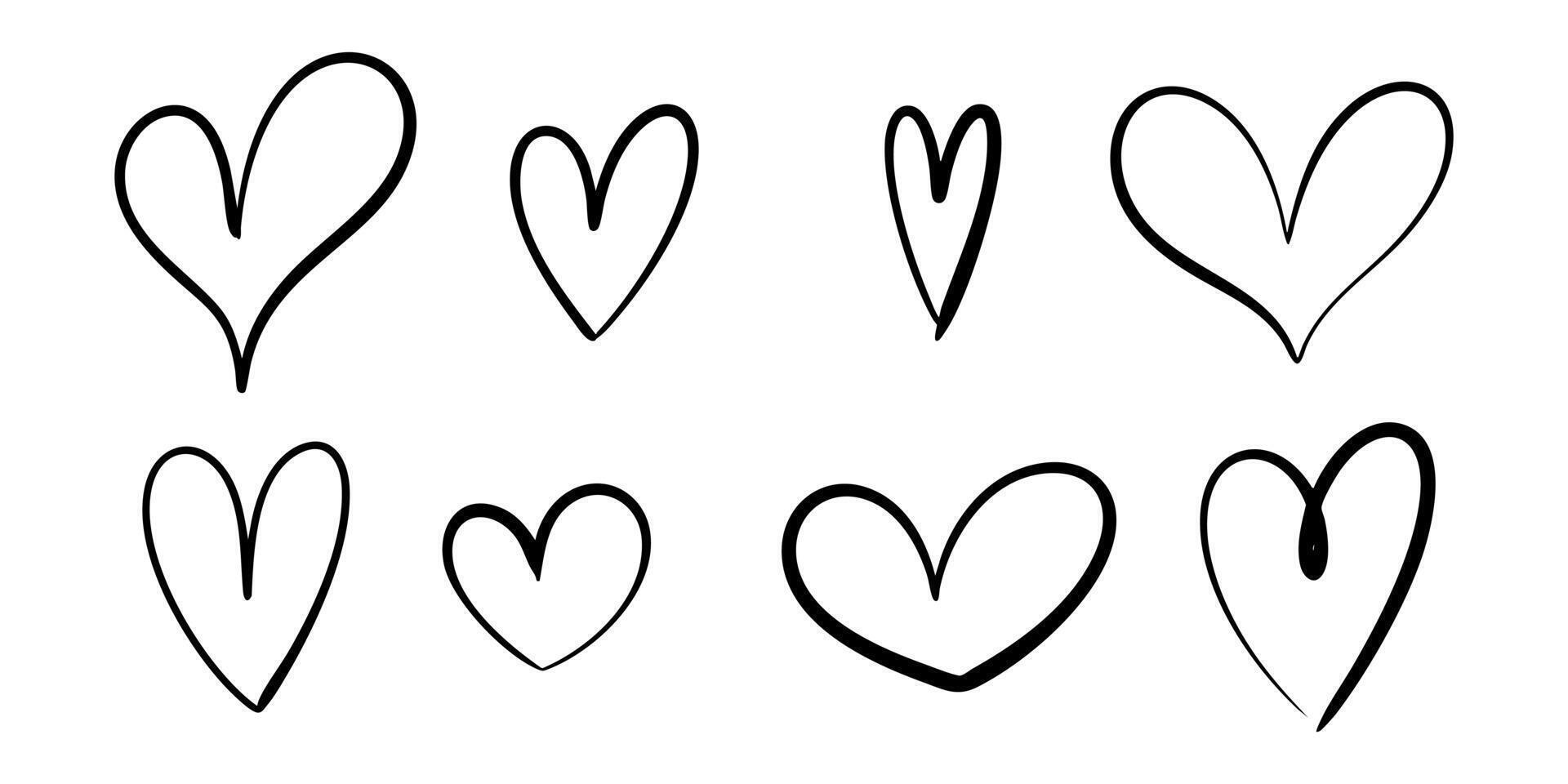Doodle sketch style of hearts illustration on white background for concept design. vector