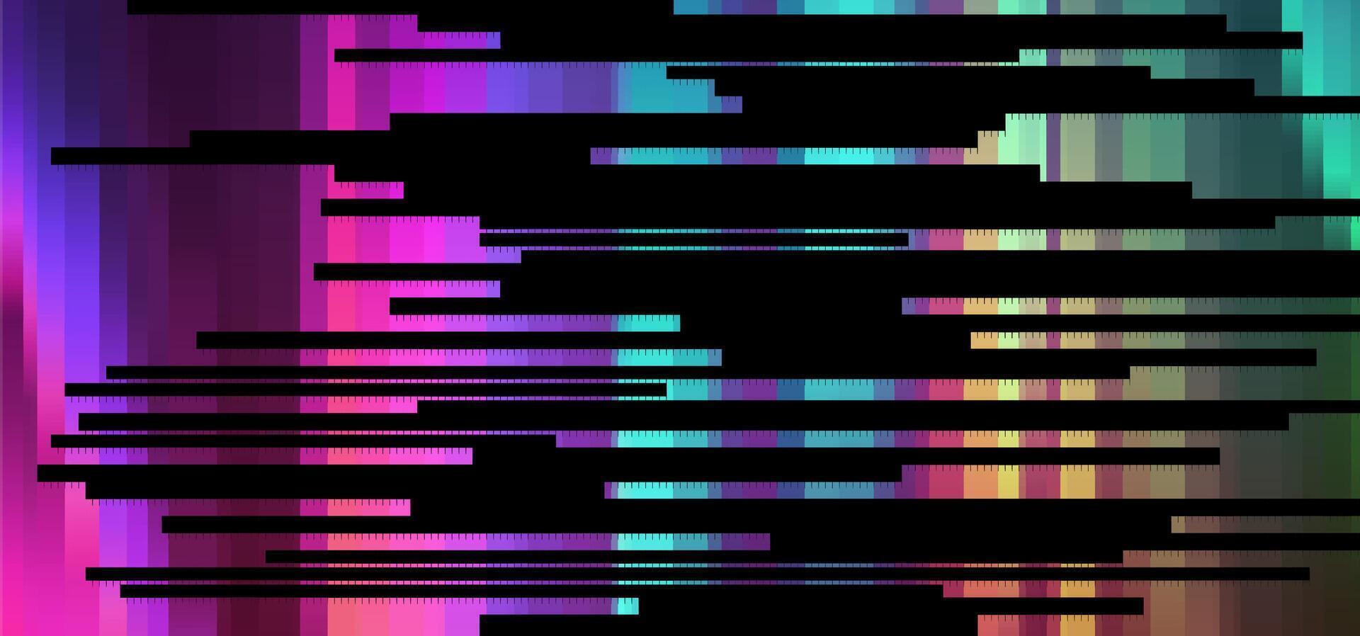 Trendy glitch pattern on dark background. Abstract geometric elements vector
