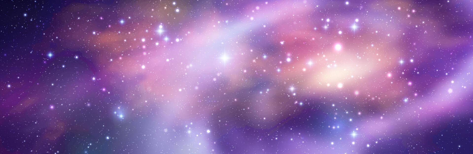 Space background with realistic nebula and shining stars. Magic colorful galaxy with stardust vector