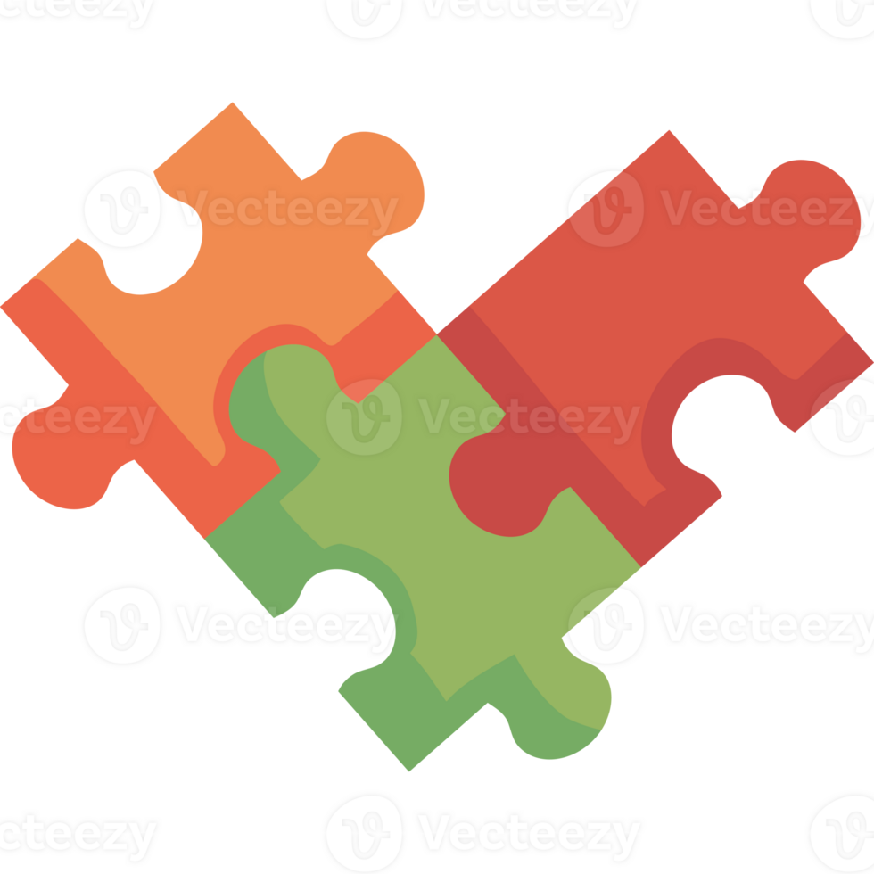 A puzzle piece in the shape of a heart illustration isolated png