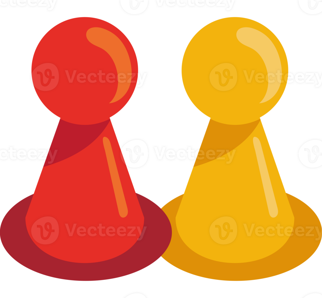 Two red and yellow chess pieces isolated illustration png