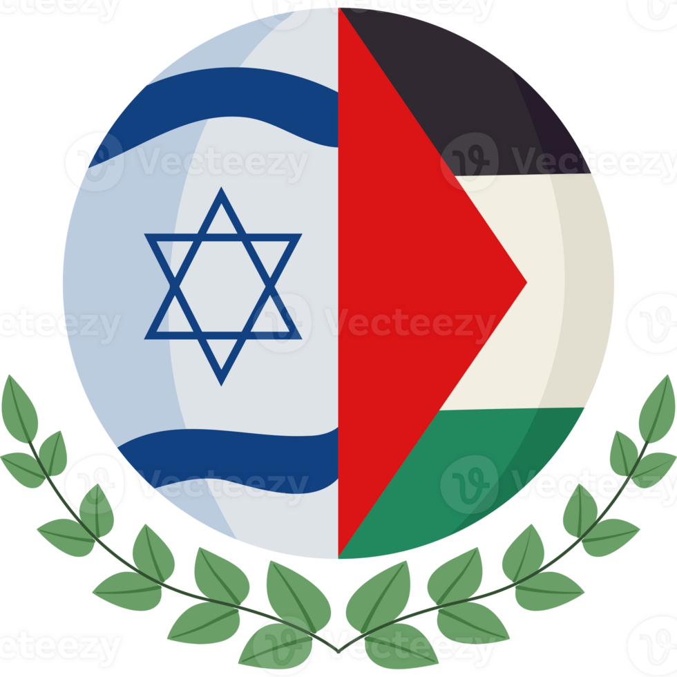 palestine and israel flags with olive branch design png