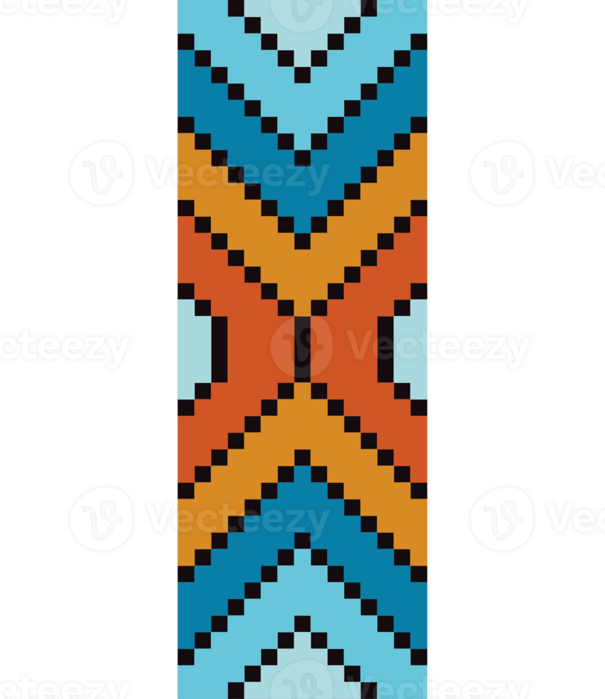 A pixel style pattern with a blue, orange and yellow design png